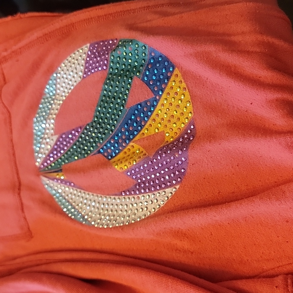 Pink Peace Sign Hoodie and Sweatpants Set BLING Y2K - Picture 3 of 6
